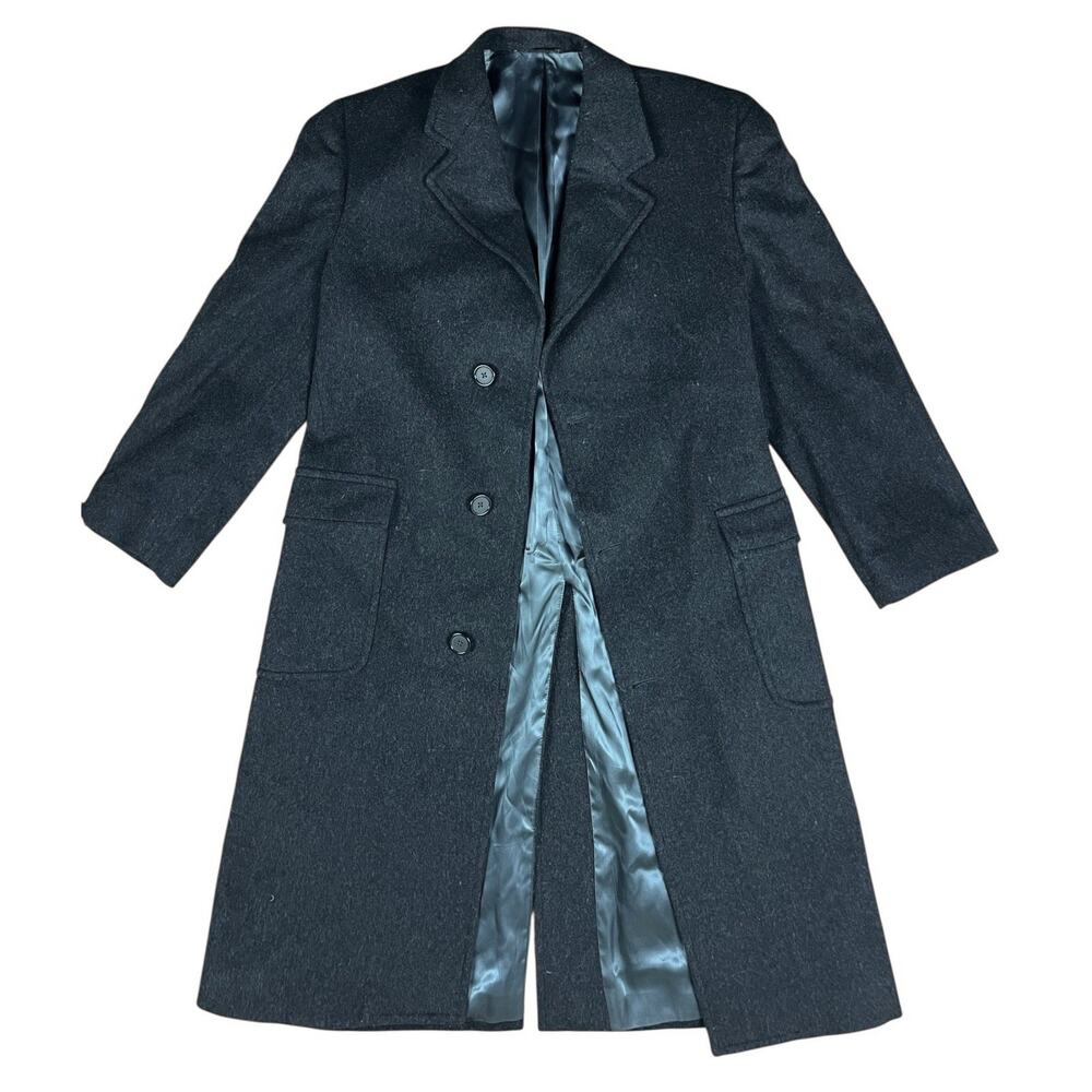 J. Crew 100% Wool Long Trench Coat Charcoal Gray Topcoat Overcoat Men's Size 38R - Picture 4 of 8